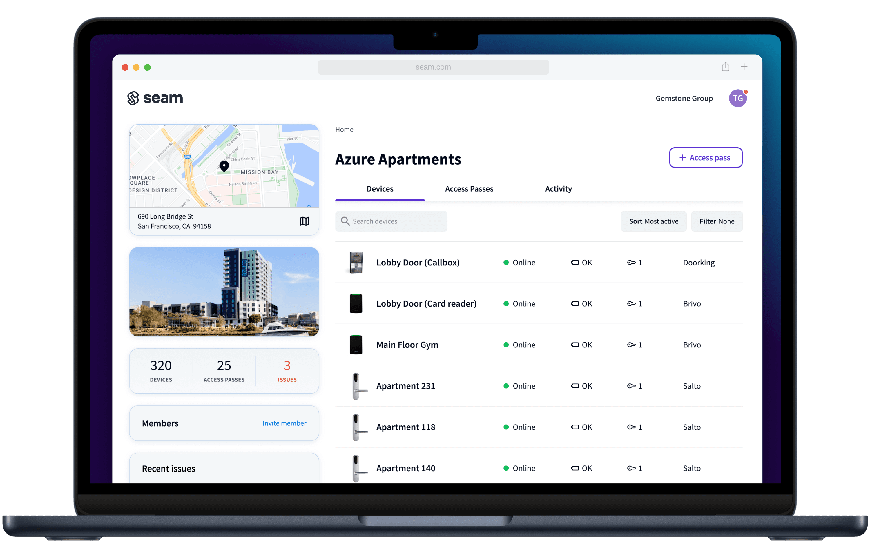 Seam Dashboard laptop