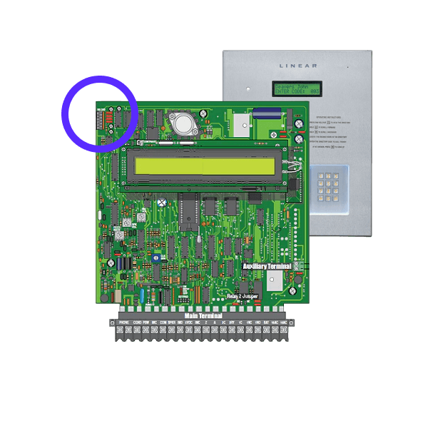 Images of a doorking board with an indicator for where to connect the Seam Bridge